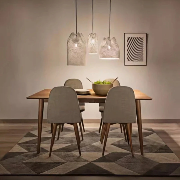 Suspension luminaire design en verre givré blanc élégant