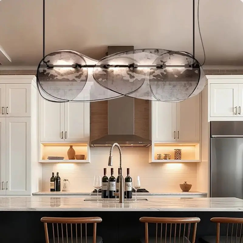 Suspension design verre et métal style unique gris chic