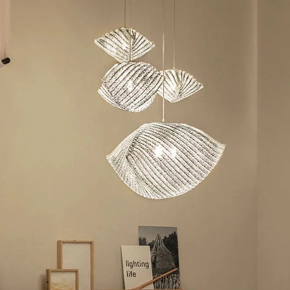Suspension luminaire design en verre ondulé moderne style nacré