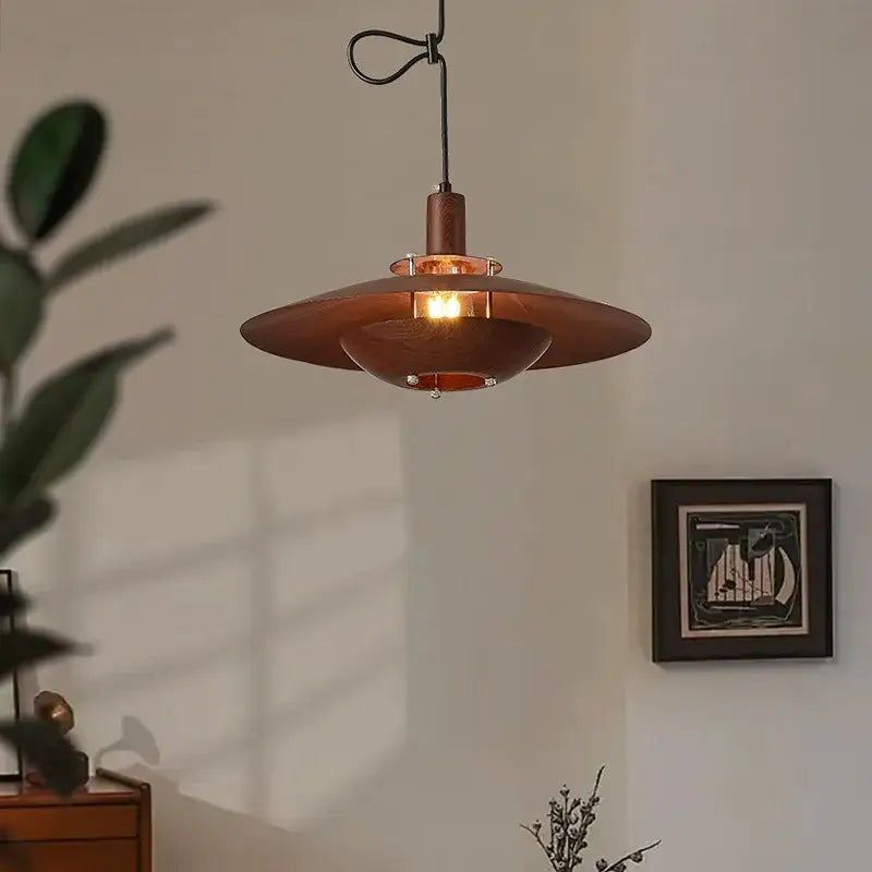 Suspension luminaire design vintage au fini marron et noir