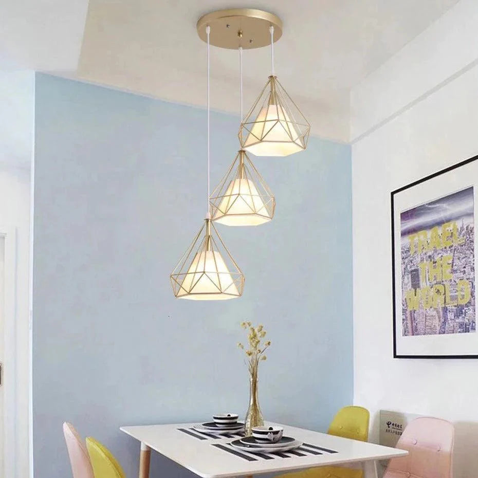 luminaire suspension doré