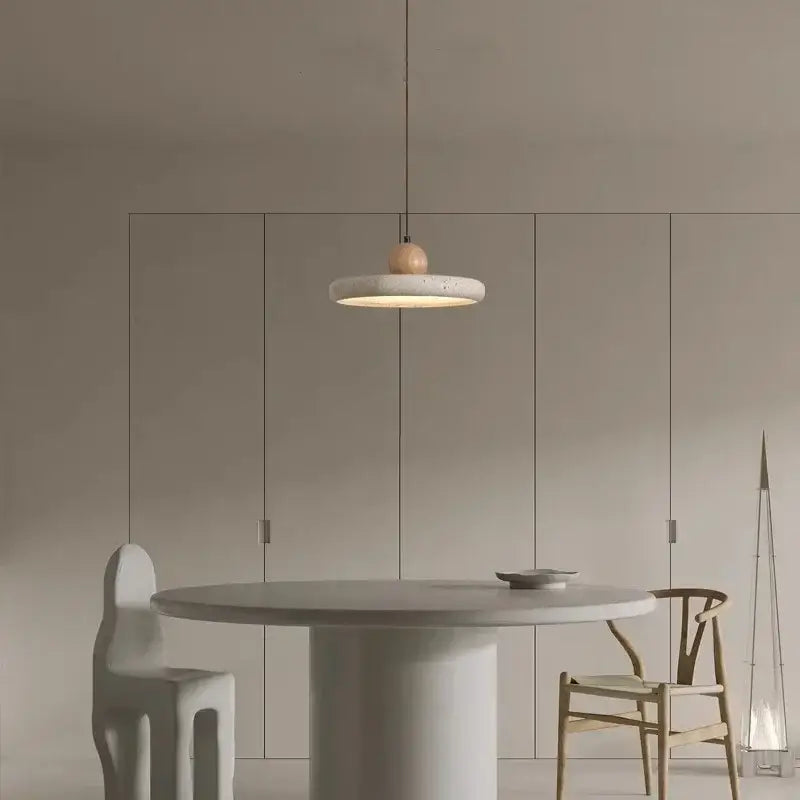 Suspension Luminaire Effet Pierre Ponce Blanche Design Minéral