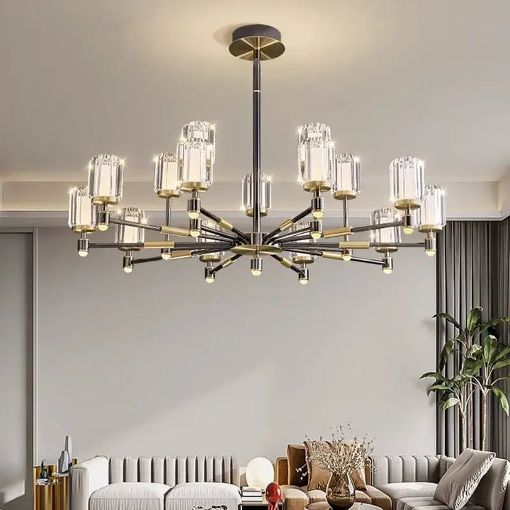 Suspension luminaire élégante en verre strié et métal design