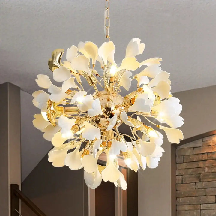 Suspension Luminaire En Boule Avec Des Pétales Design Doré