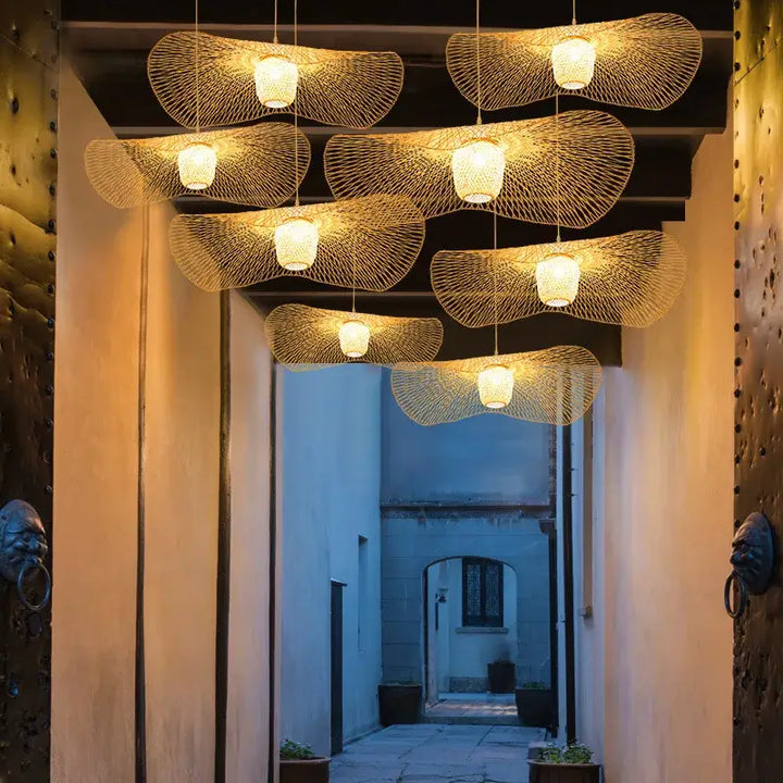 Suspension luminaire en rotin pour salle à manger moderne


