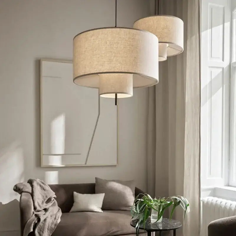 Suspension luminaire en tissu au design minimaliste