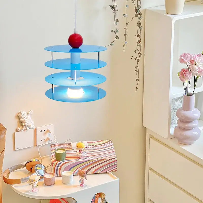 Suspension luminaire enfant bleu style design créatif moderne