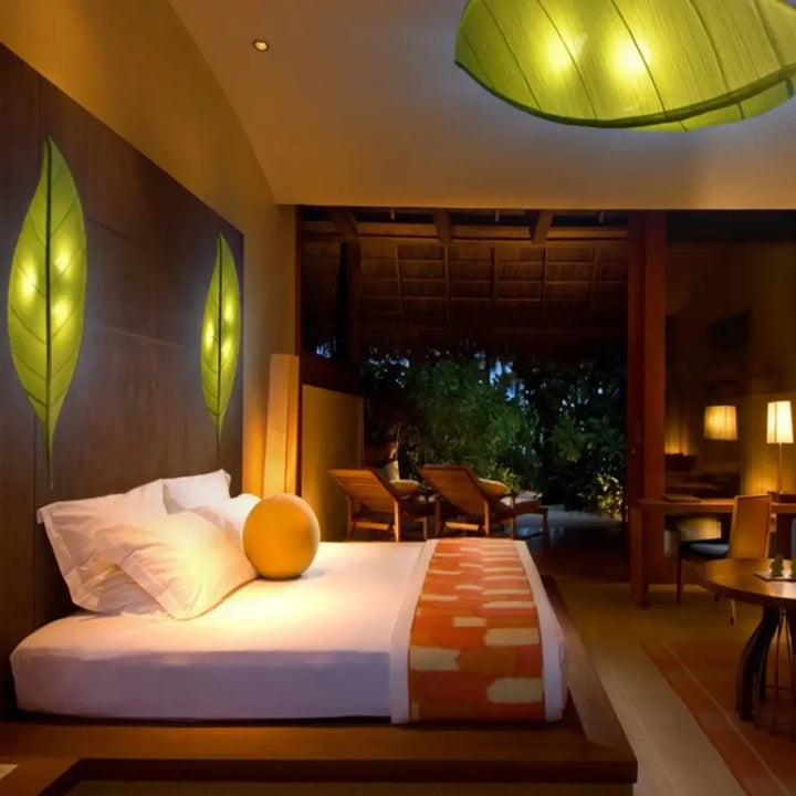 Suspension feuille écologique en tissu et métal chic