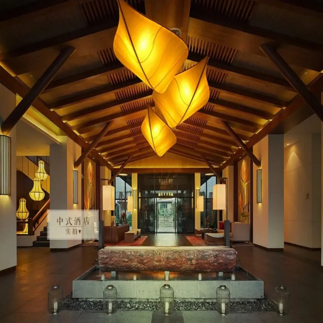 Suspension feuille écologique en tissu et métal chic