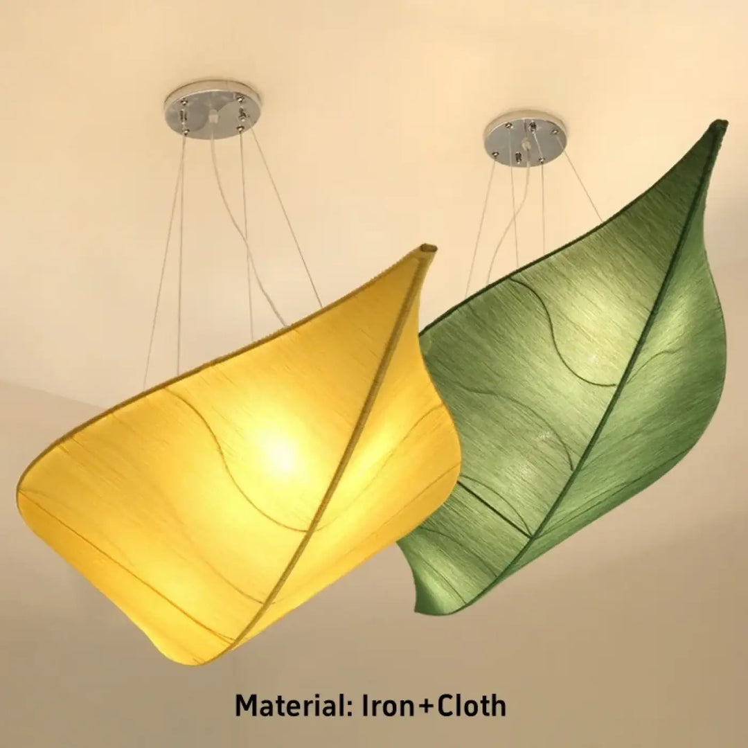 Suspension feuille écologique en tissu et métal chic
