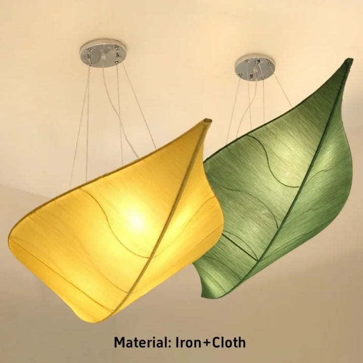 Suspension feuille écologique en tissu et métal chic