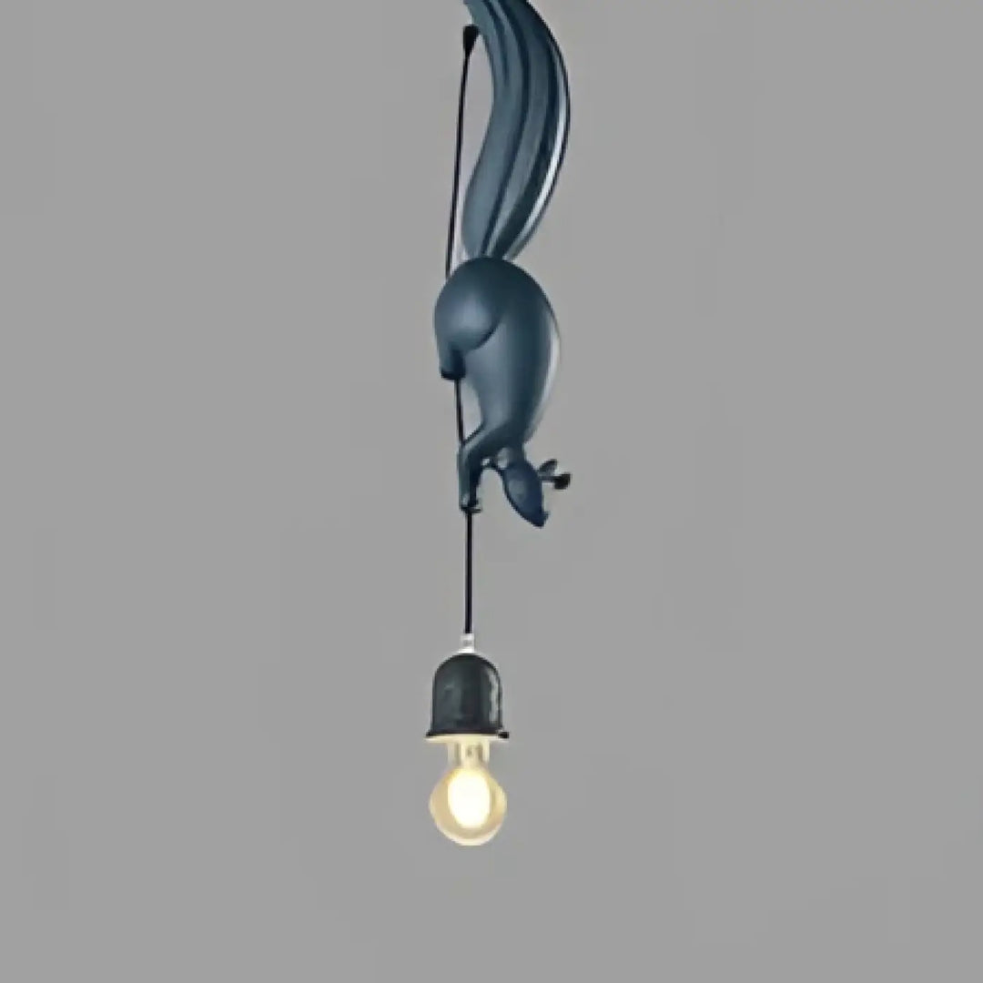 Suspension luminaire forme décureuil noir avec ampoule vintage pour décoration intérieure moderne