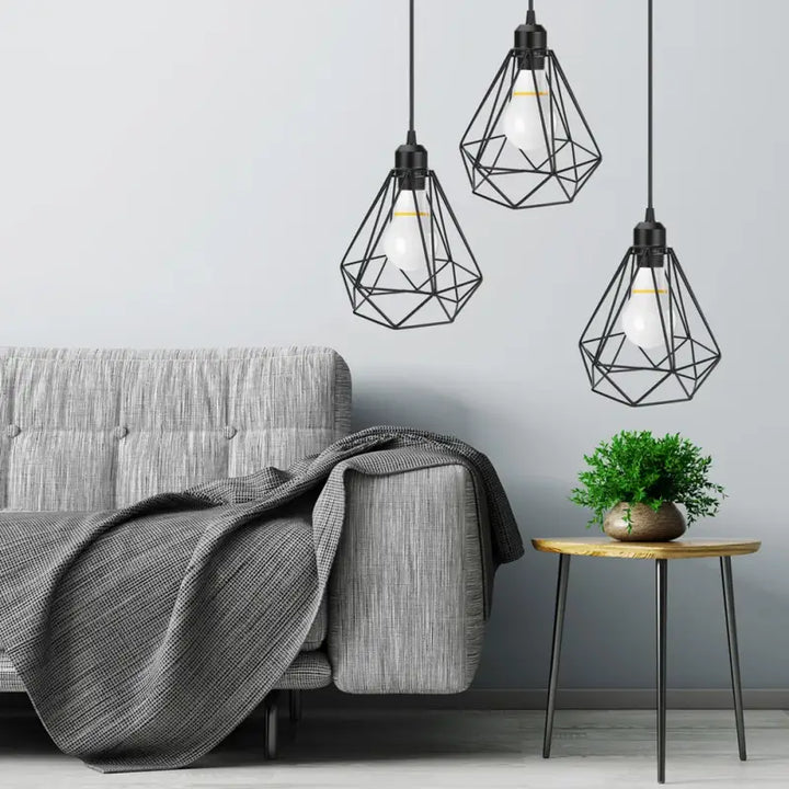 Suspension luminaire géométrique au design minimaliste noir

