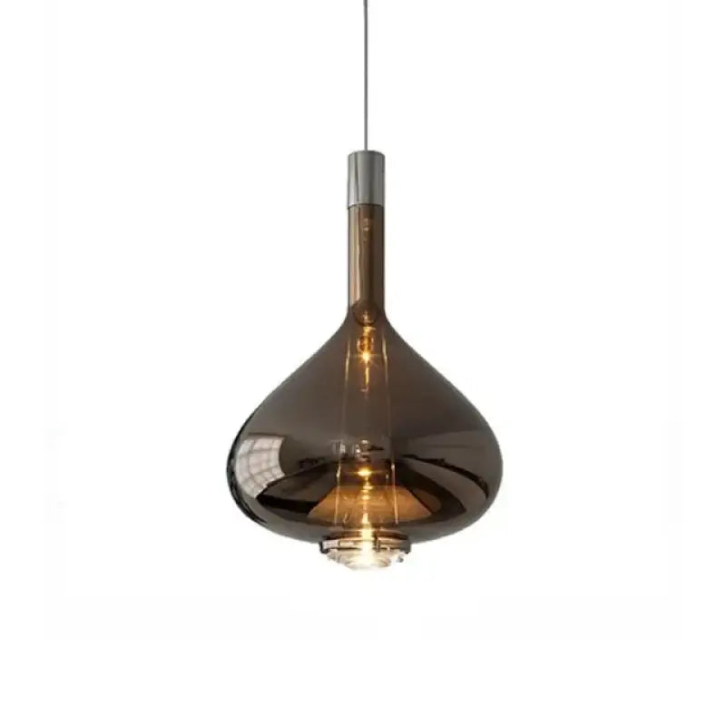 Suspension Luminaire Goutte en Verre Fumé Ambre ou Cuivré
