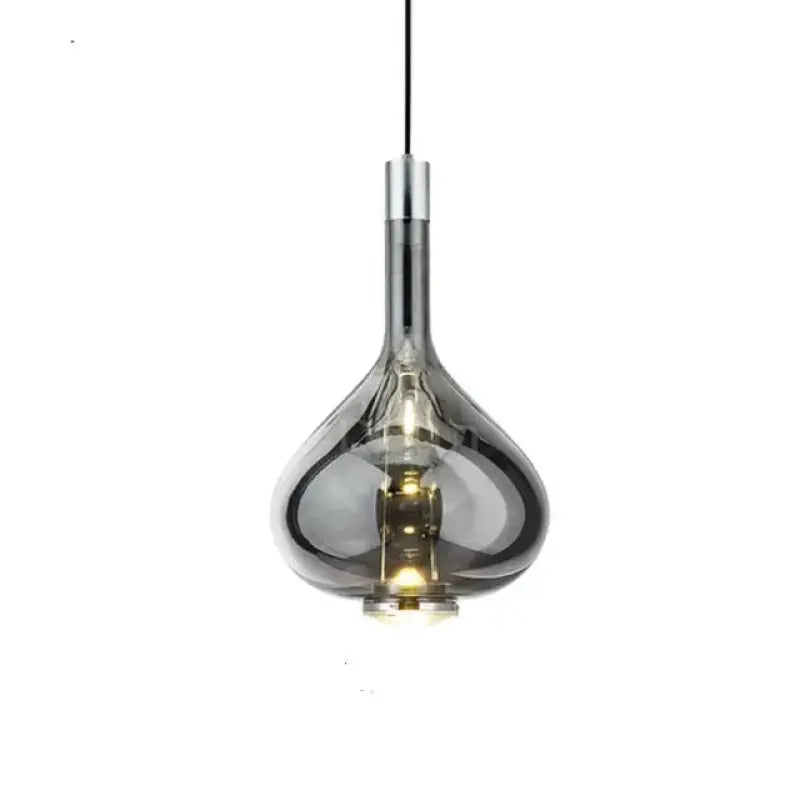 Suspension Luminaire Goutte en Verre Fumé Ambre ou Cuivré