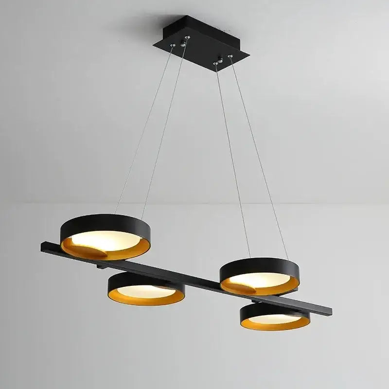 Suspension luminaire graphique noire avec cercles lumineux chic