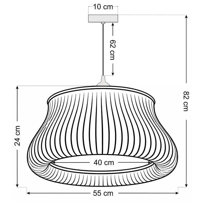 Suspension luminaire oblo gris clair avec lumière moderne à design cannelé et finition métallique élégante