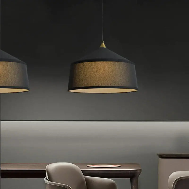 Suspension luminaire incandescente en tissus blanc ou noir