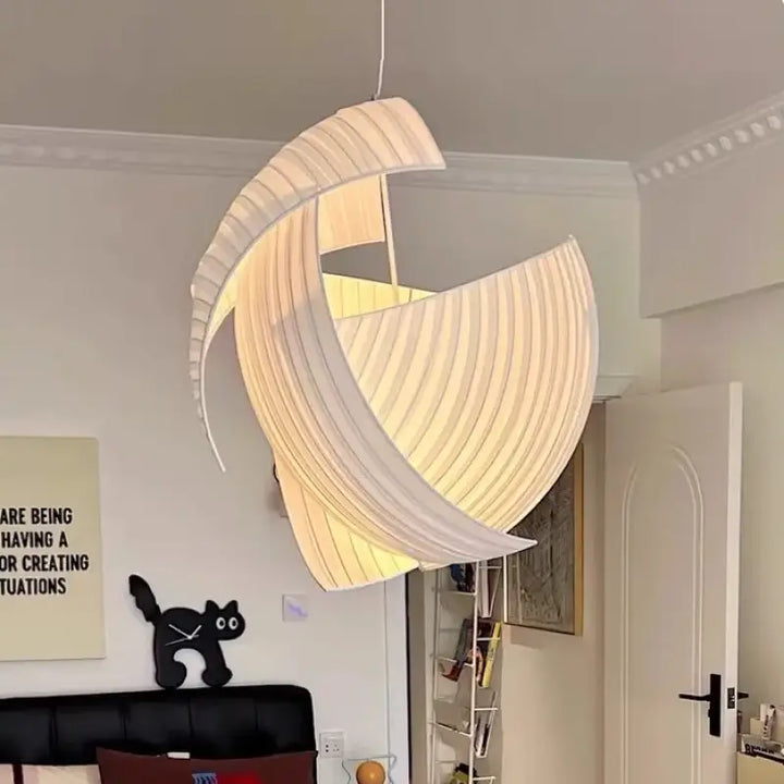 Suspension luminaire japonaise en tissu blanc élégant