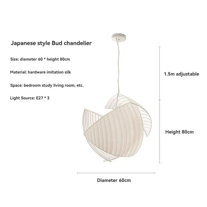 Suspension luminaire japonaise en tissu blanc élégant