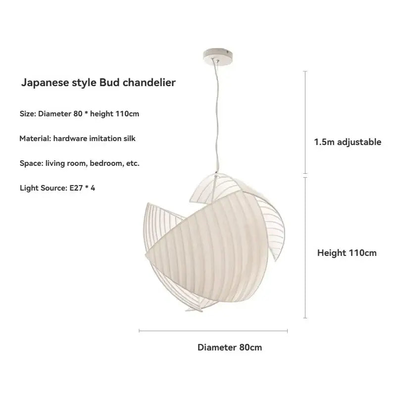 Suspension luminaire japonaise en tissu blanc élégant