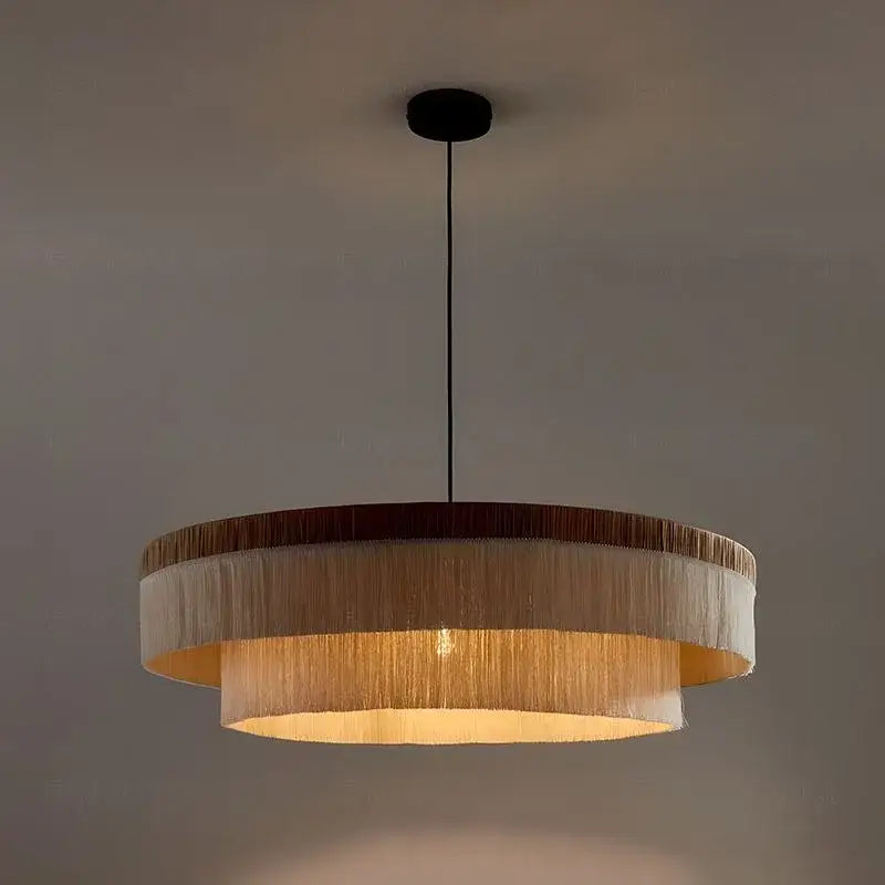 Suspension luminaire led en bois beige déco unique