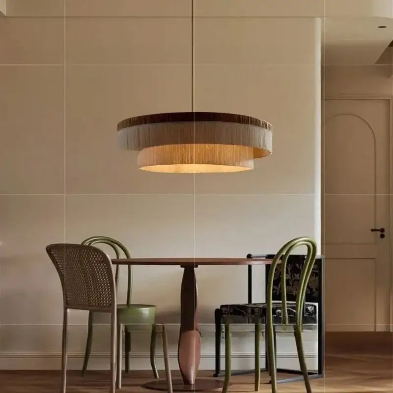 Suspension luminaire led en bois beige déco unique