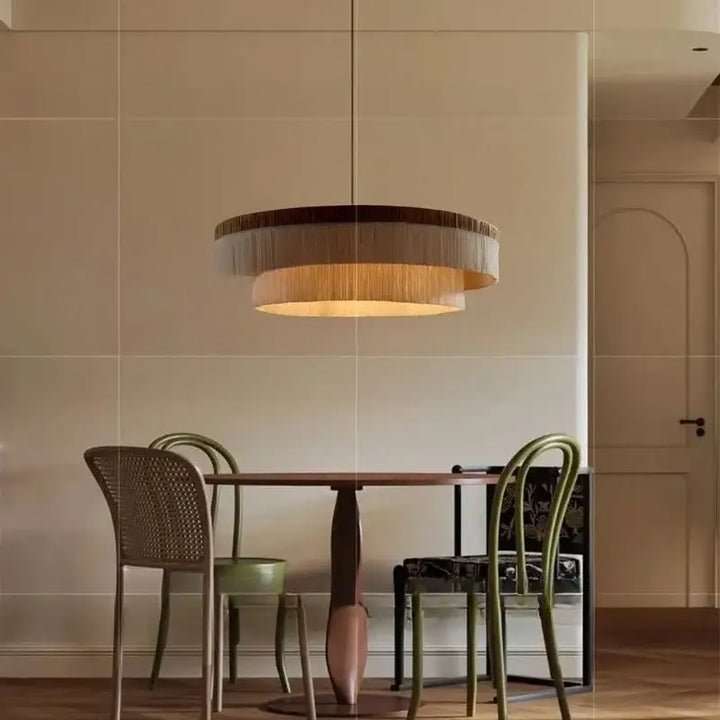 Suspension luminaire led en bois beige déco unique