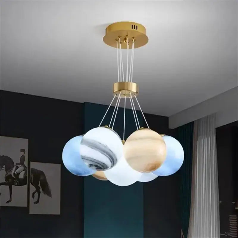 Nordic Round Glass Lamp Ball Postmodern Restaurant Bedroom Living Room Chandeliers Home Decoration Lusters Luminaires