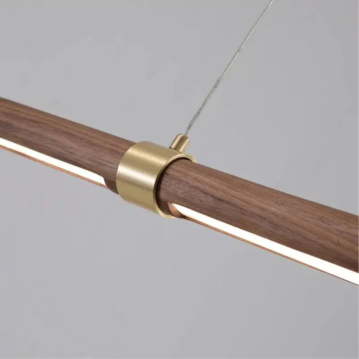 Suspension luminaire led linéaire en bois naturel scandinave