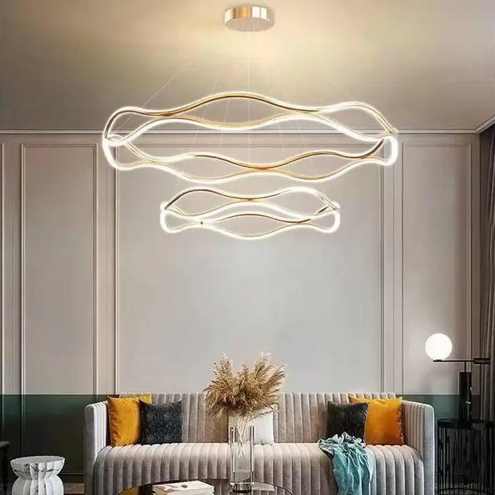 Suspension Luminaire LED Moderne Design Ondulé Blanc Élégant

