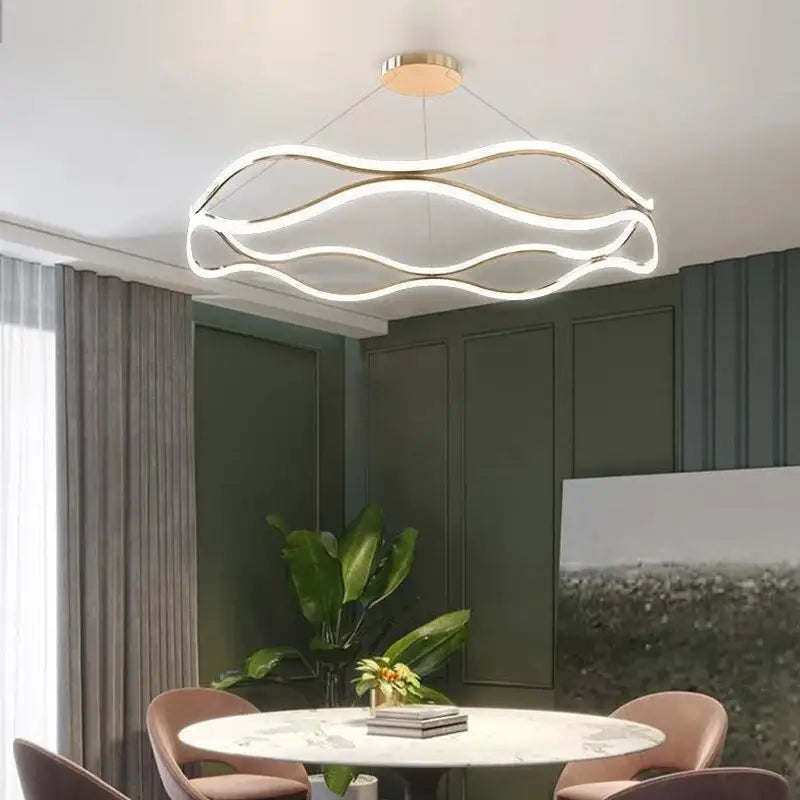 Suspension Luminaire LED Moderne Design Ondulé Blanc Élégant

