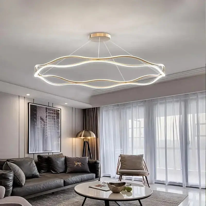 Suspension Luminaire LED Moderne Design Ondulé Blanc Élégant

