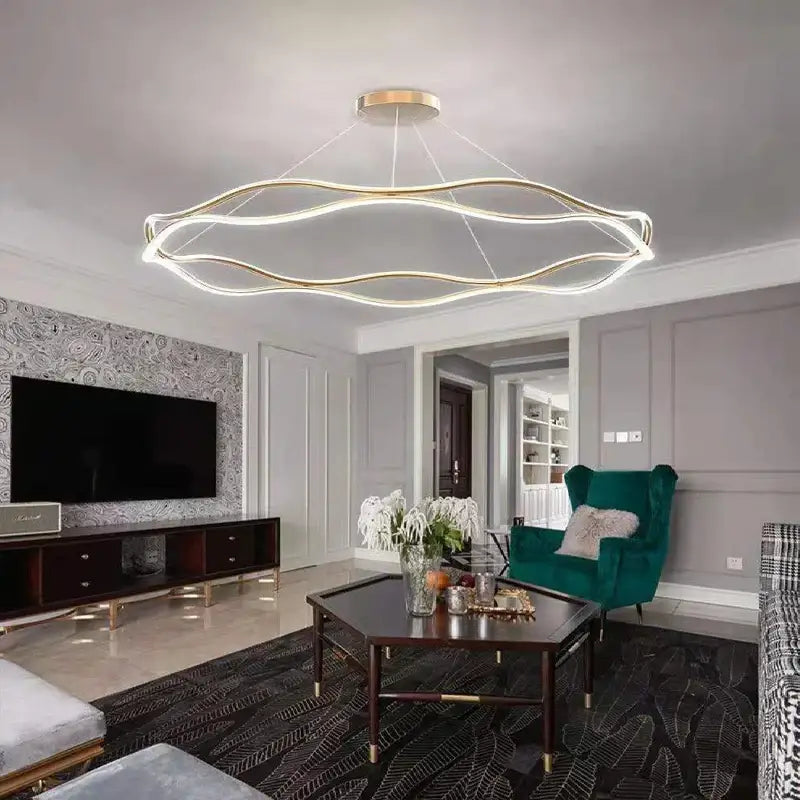 Suspension Luminaire LED Moderne Design Ondulé Blanc Élégant

