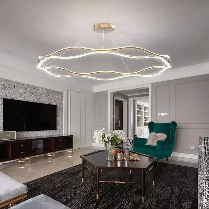Suspension Luminaire LED Moderne Design Ondulé Blanc Élégant

