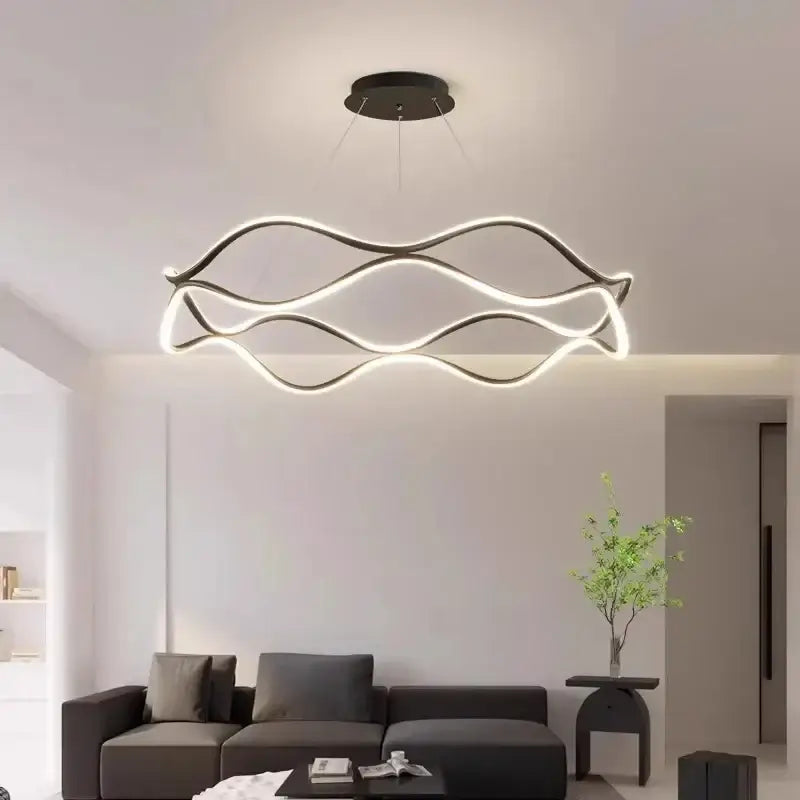 Suspension Luminaire LED Moderne Design Ondulé Blanc Élégant

