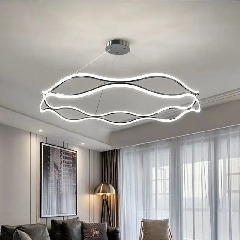 Suspension Luminaire LED Moderne Design Ondulé Blanc Élégant

