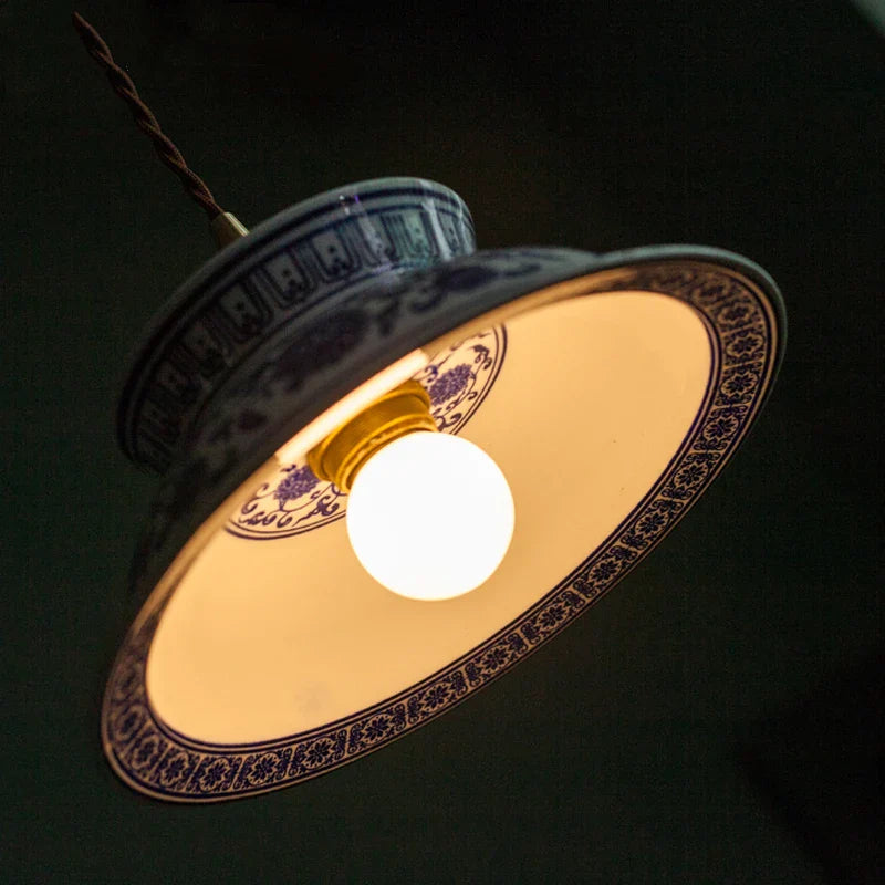 Suspension luminaire led vintage en céramique élégant