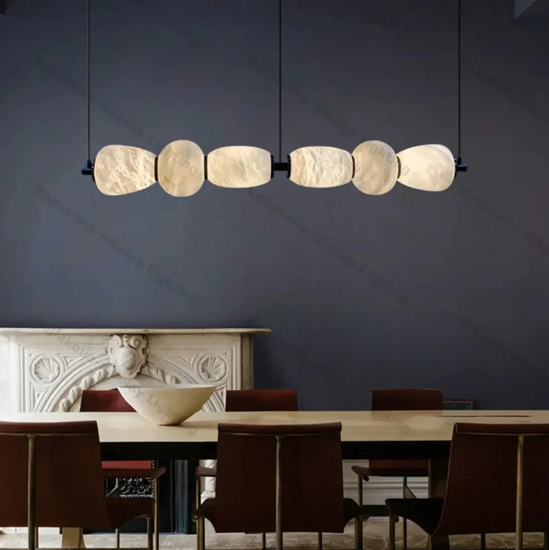 Suspension luminaire linéaire en verre opalin design moderne