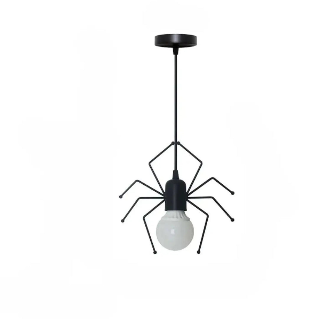 Suspension luminaire Alako en métal noir forme araignée avec ampoule en verre dépoli luminaire ludique