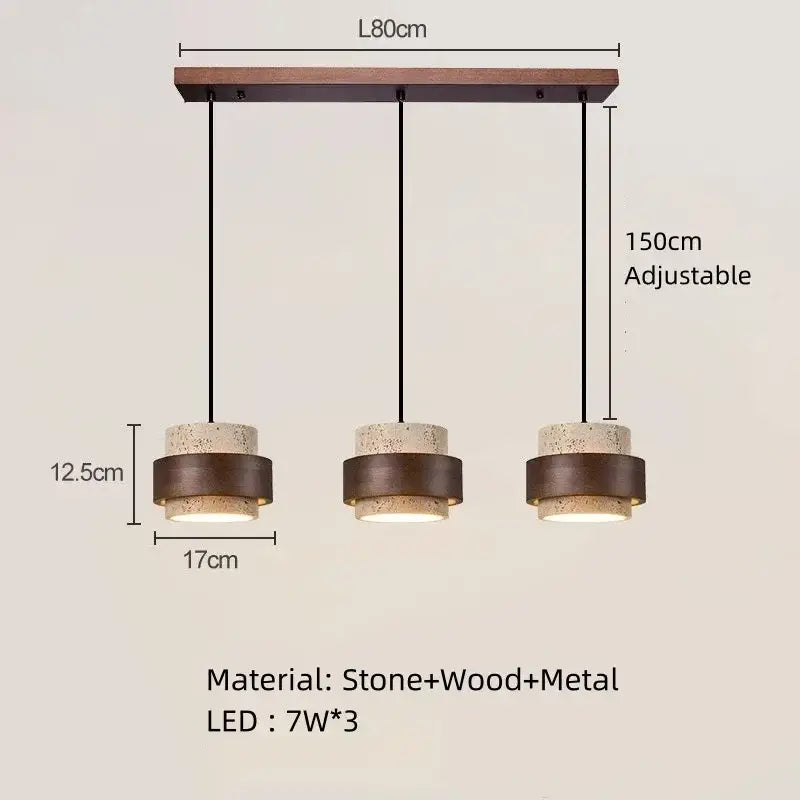 Suspension luminaire en marbre avec finition bois marron naturel