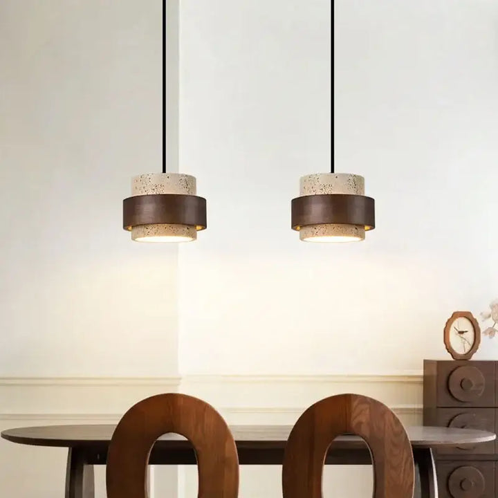 Suspension luminaire en marbre orné de bois massif élégant