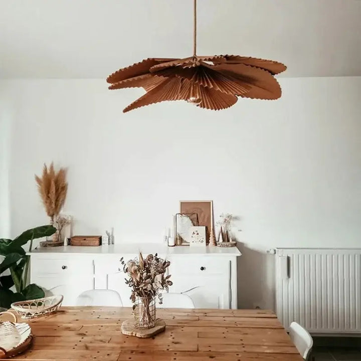 Suspension luminaire marron en forme de fleur décorative