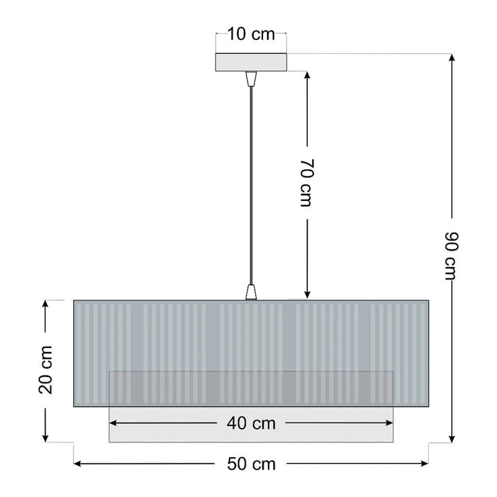 Suspension luminaire duo lami line menthe gris avec abat-jour métallique gris nervuré et support de plafond 10 cm