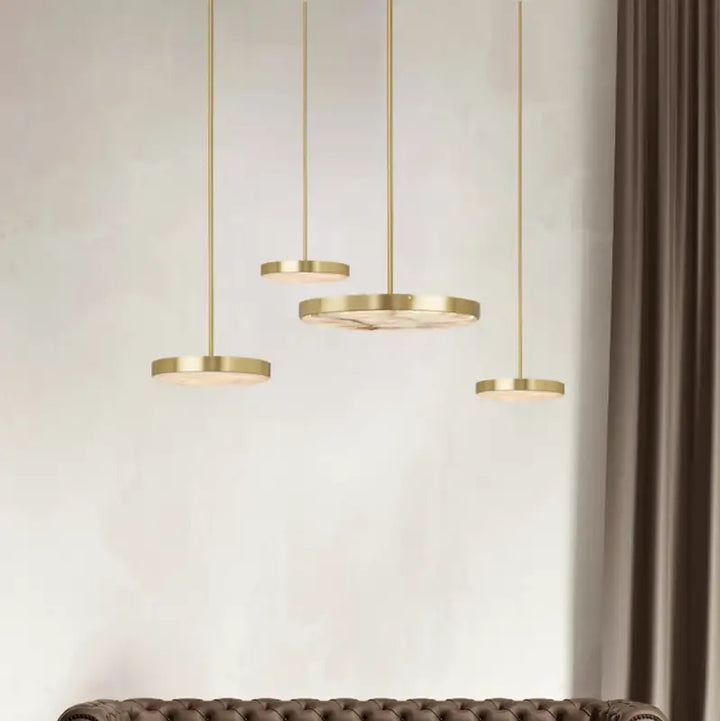 Suspension luminaire en métal avec lampe en marbre design