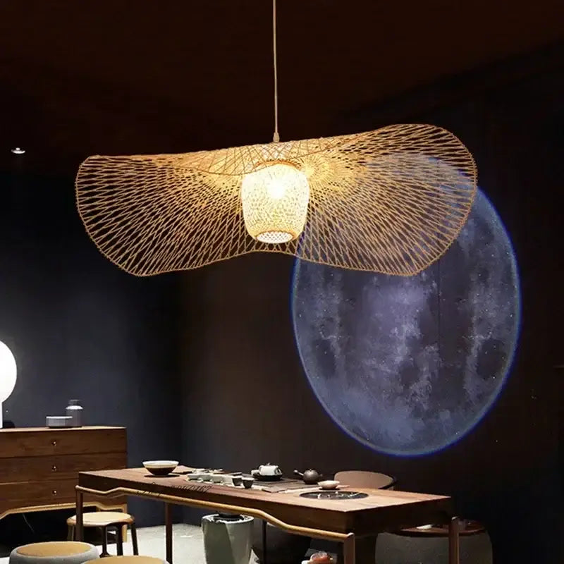 Suspension Luminaire Métal Tissé Design Contemporain pour Salon


