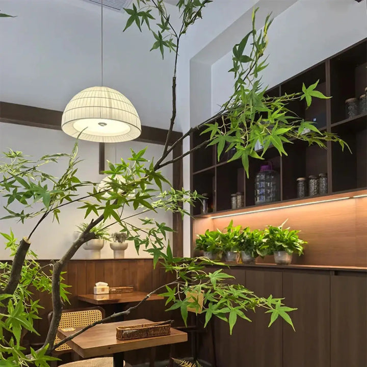 Suspension métal et tissu design élégant blanc chic