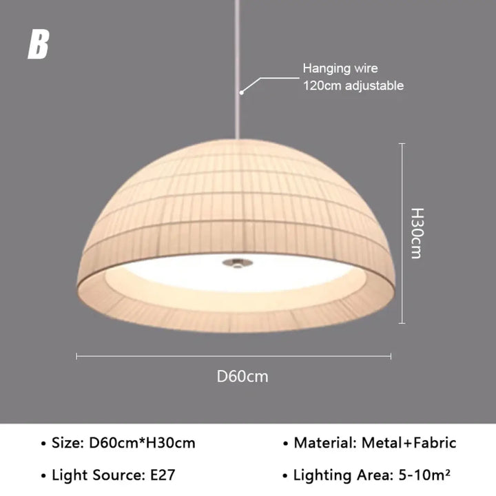 Suspension métal et tissu design élégant blanc chic