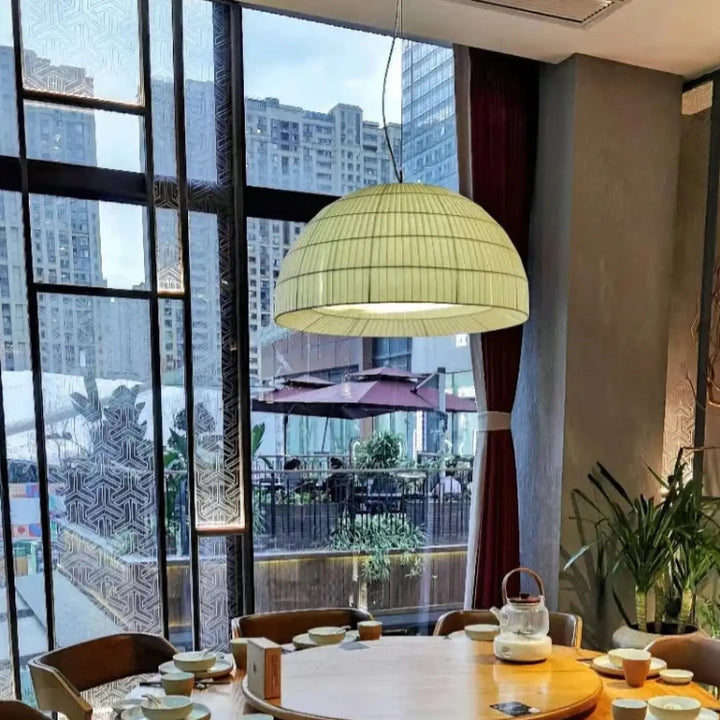 Suspension métal et tissu design élégant blanc chic