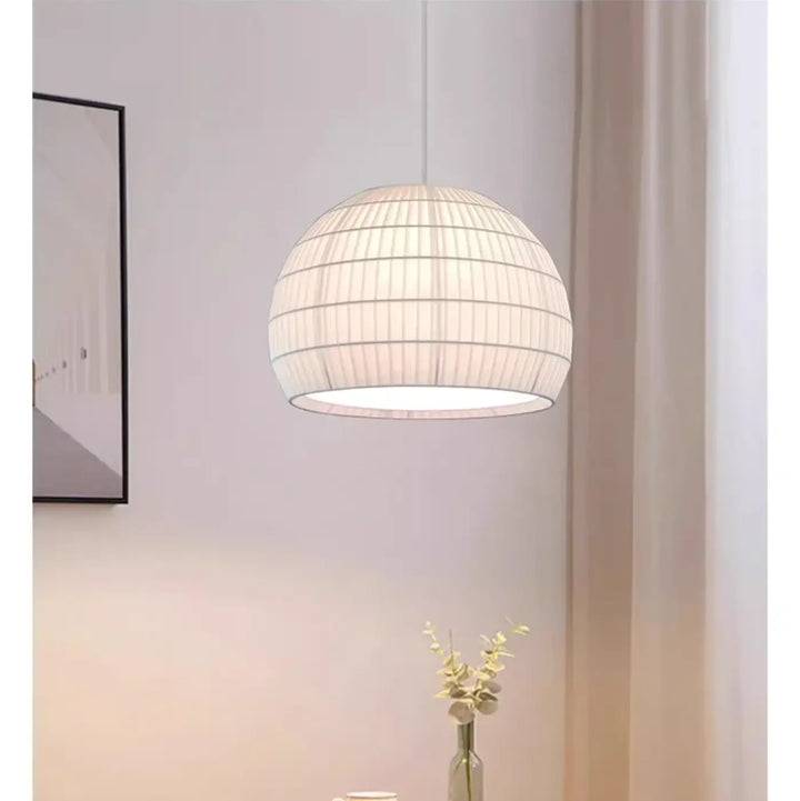 Suspension métal et tissu design élégant blanc chic